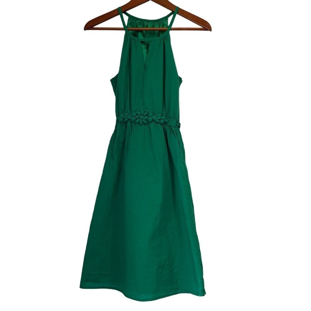 Green Dress with Floral Beaded Waist
